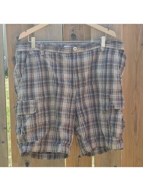 RETRO Men's Cargo Shorts Size 38 Stripe Cargo Khaki Shorts